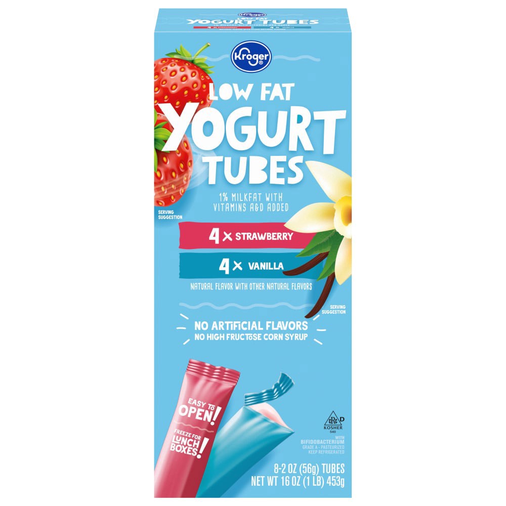 slide 3 of 3, Kroger Strawberry And Vanilla Yogurt Tubes, 16 oz