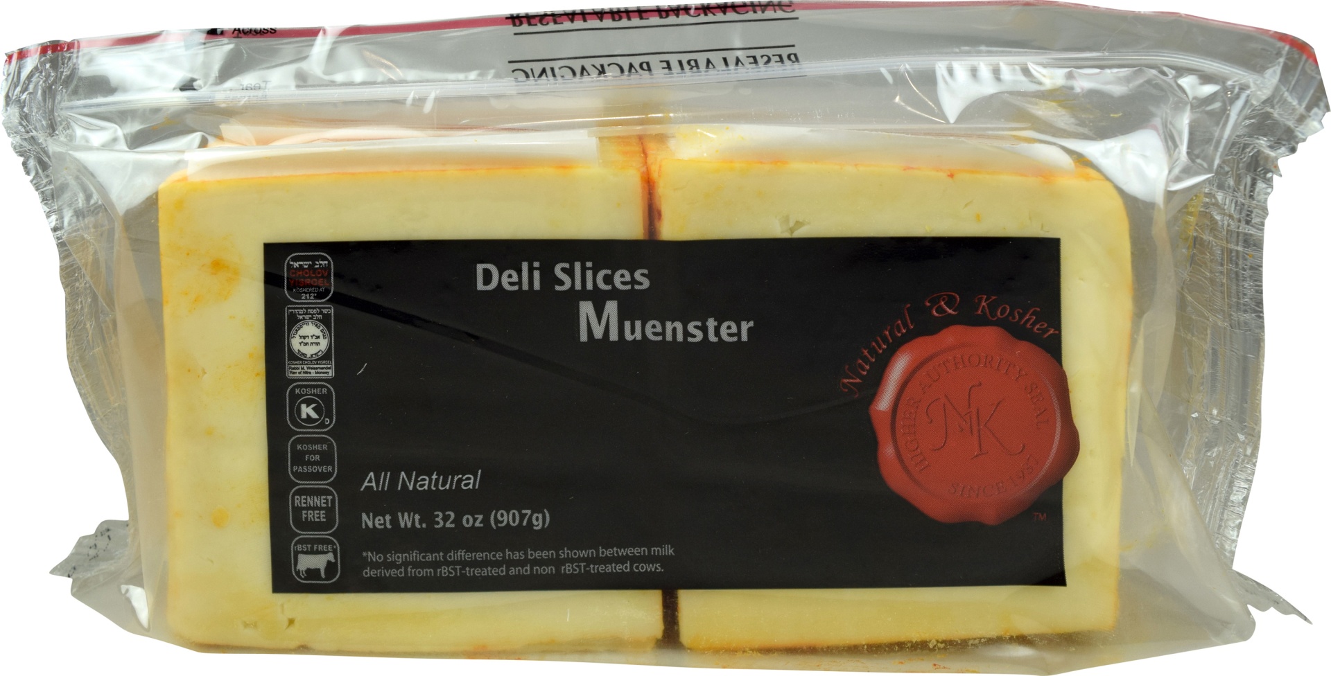 slide 1 of 1, Natural & Kosher Sliced Muenster Cheese, 32 oz