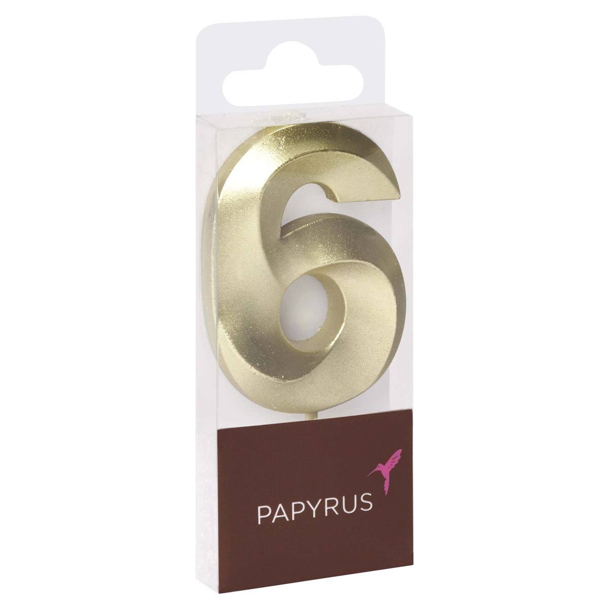 slide 5 of 9, Papyrus Birthday Candle Number 6, Metallic Gold (1-Count), 1 ct