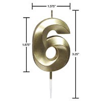 slide 2 of 9, Papyrus Birthday Candle Number 6, Metallic Gold (1-Count), 1 ct