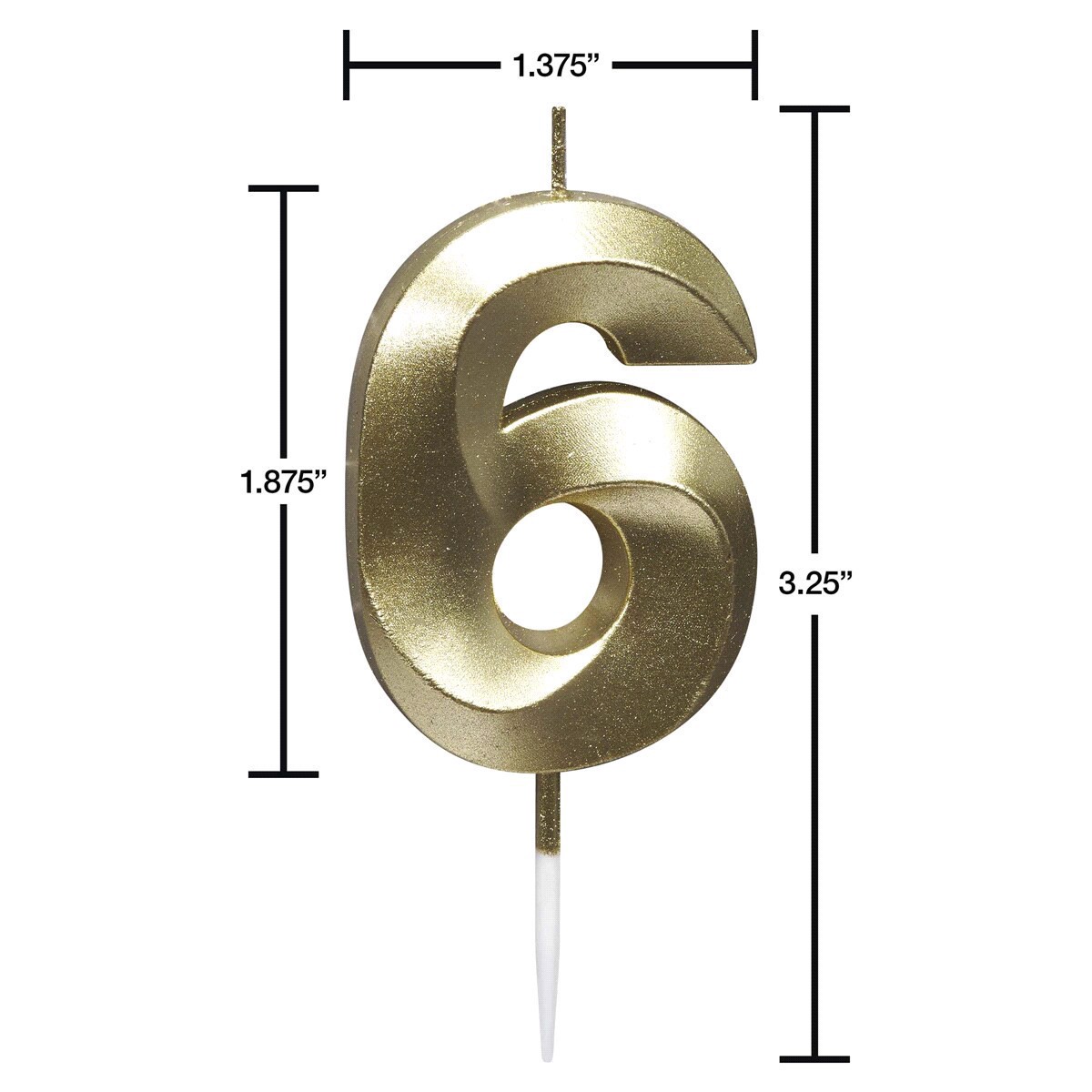 slide 4 of 9, Papyrus Birthday Candle Number 6, Metallic Gold (1-Count), 1 ct