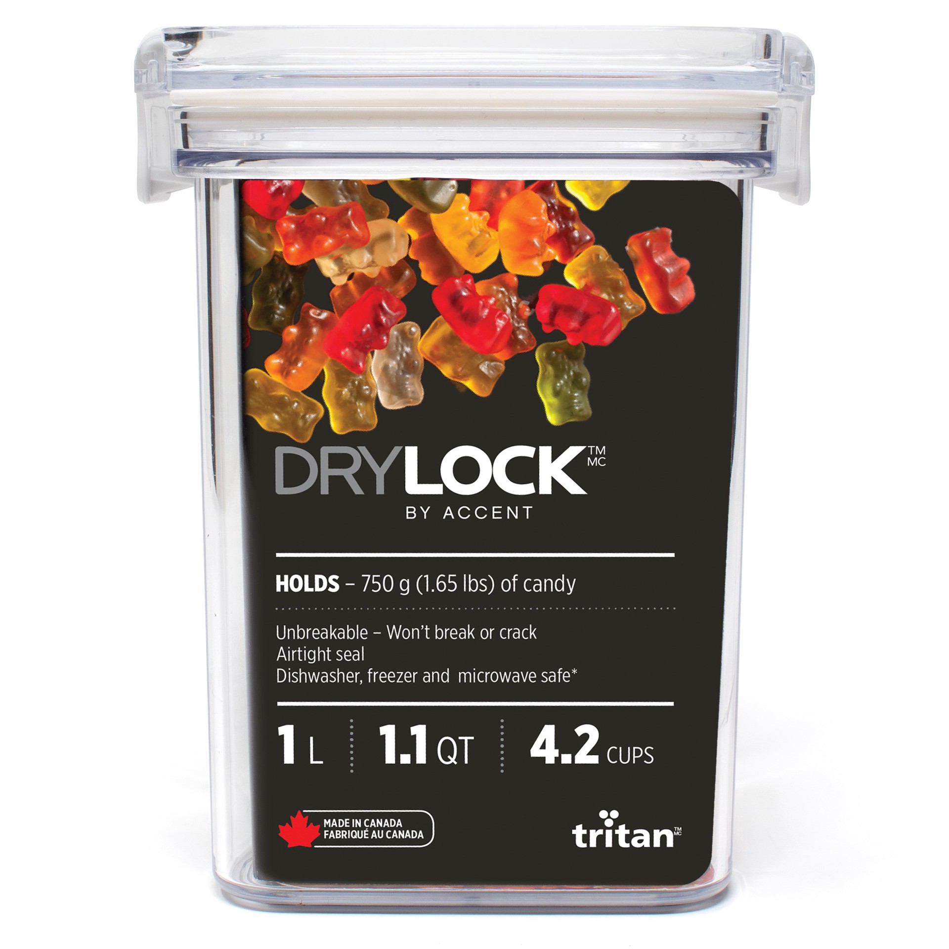 slide 1 of 1, Drylock Tritan Square Food Container, 1 liter