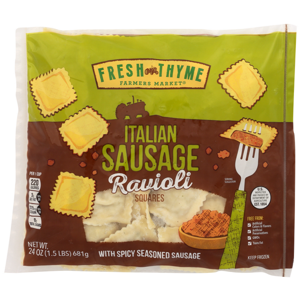 slide 1 of 1, Fresh Thyme Farmers Market Italian Sausage Ravioli, 24 oz