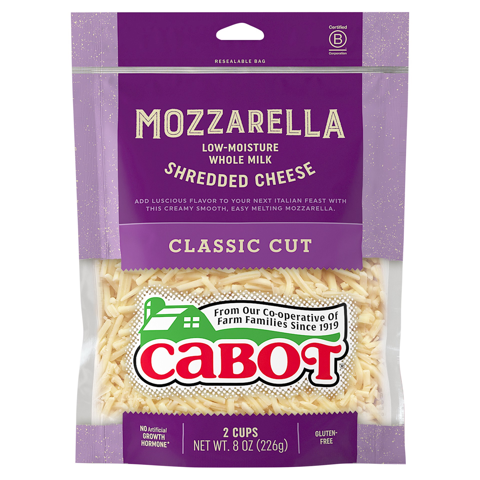 slide 3 of 3, Cabot Creamery Shredded Whole Milk Mozzarella Cheese 8 oz, 8 oz