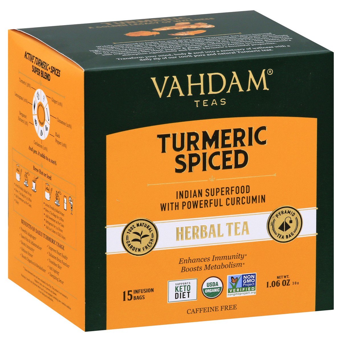 slide 3 of 11, Vahdam Turmeric Spiced Herbal, 15 ct