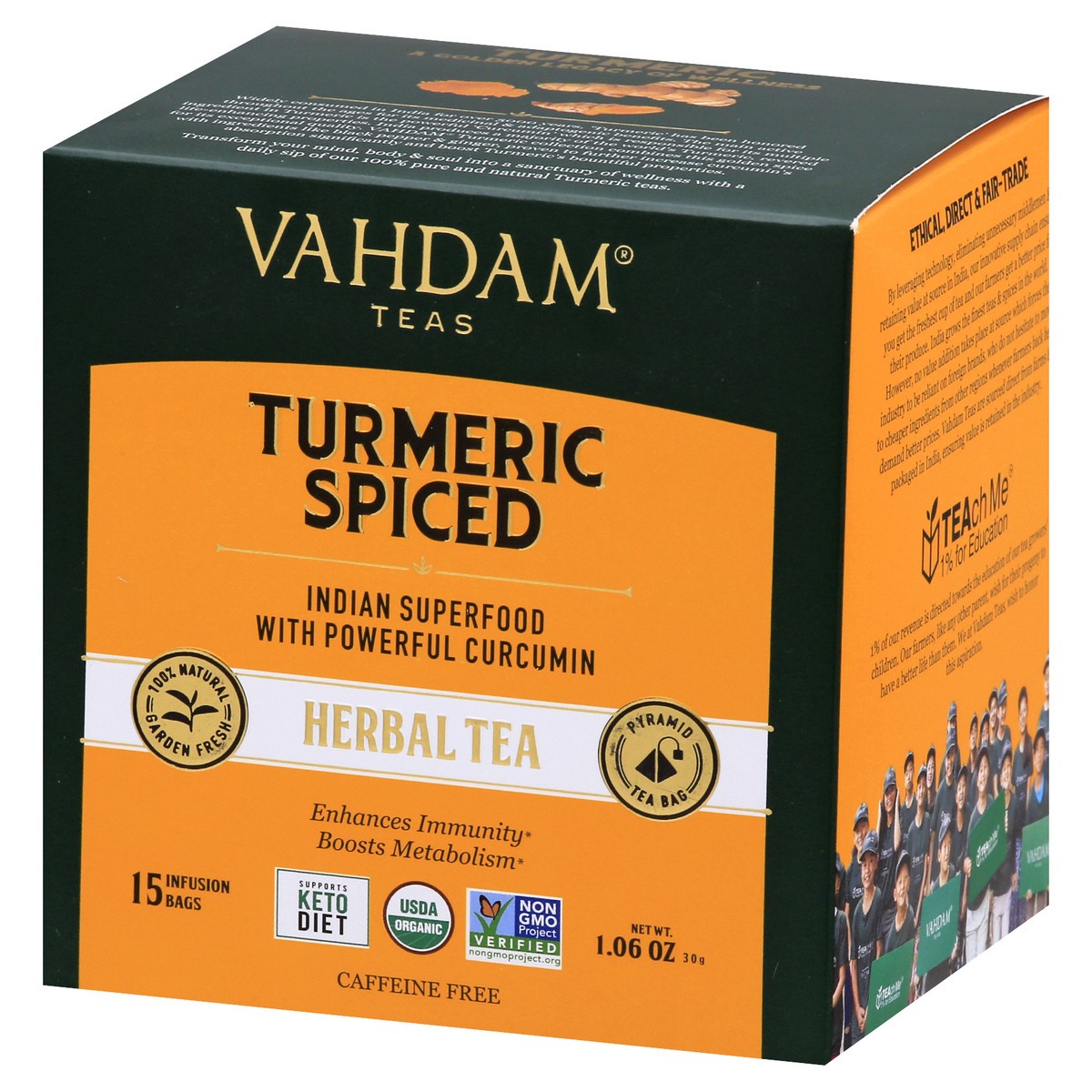 slide 4 of 11, Vahdam Turmeric Spiced Herbal, 15 ct