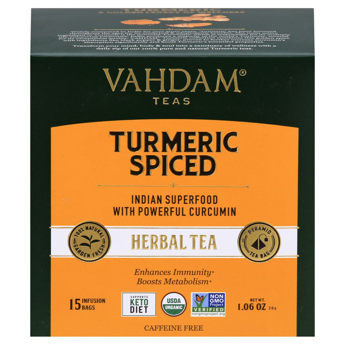 slide 1 of 11, Vahdam Turmeric Spiced Herbal, 15 ct