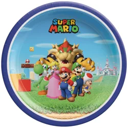 Super Mario 9 inch Round Plate - 8 Count
