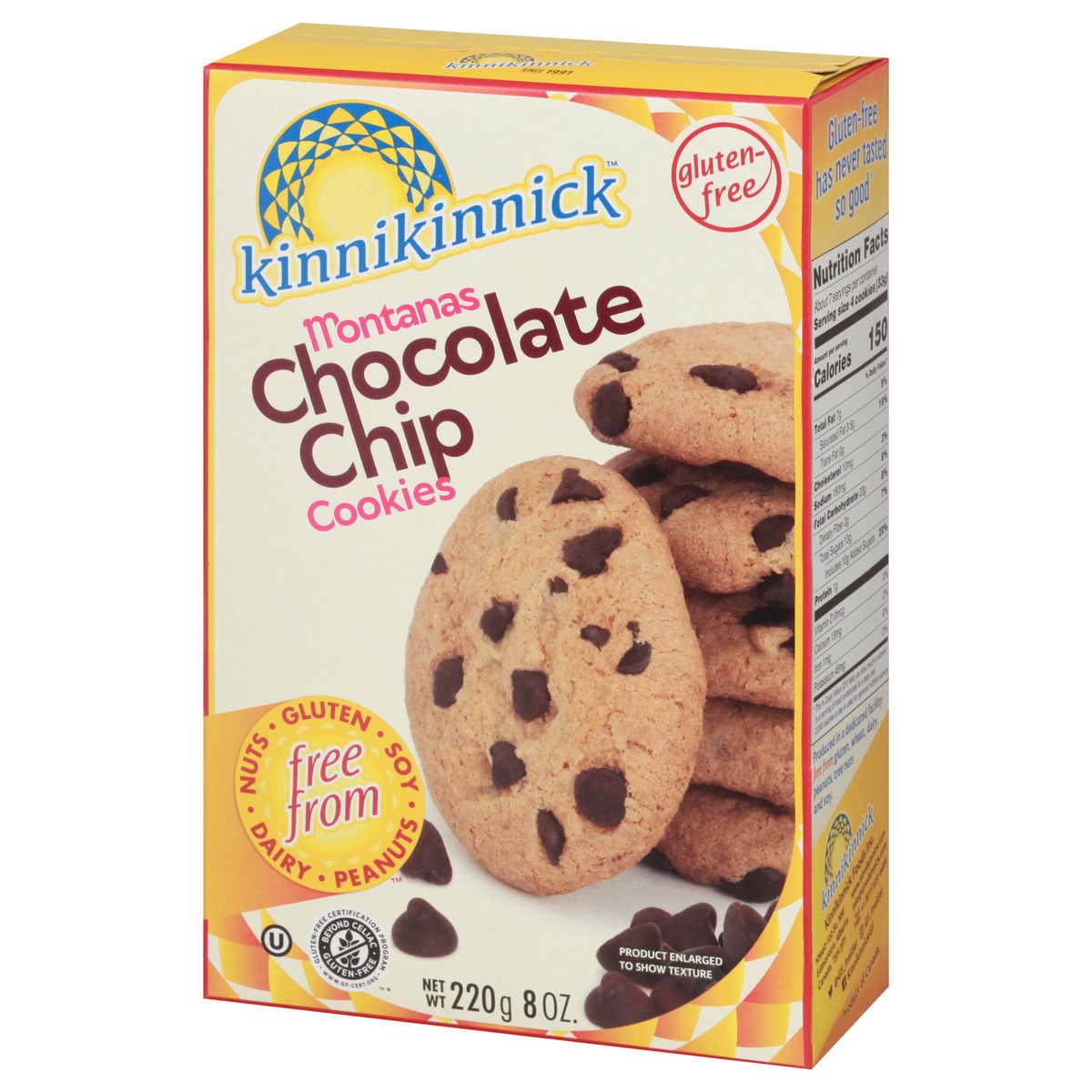 slide 8 of 14, Kinnikinnick Foods Montanas Chocolate Chip Cookies 220 g, 220 g