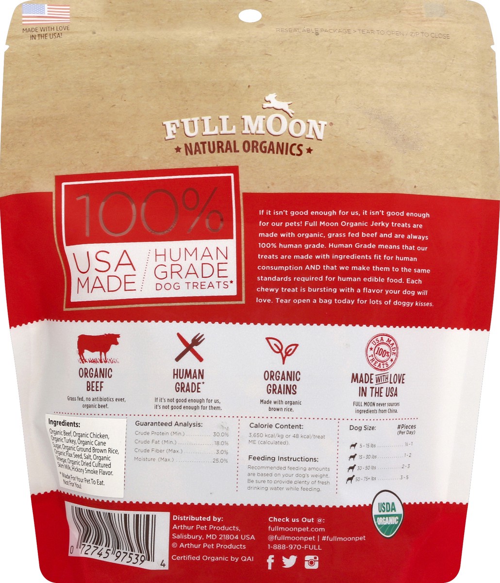 slide 3 of 6, Full Moon Natural Organics Grass Fed Beef Jerky Dog Treats, 8 oz