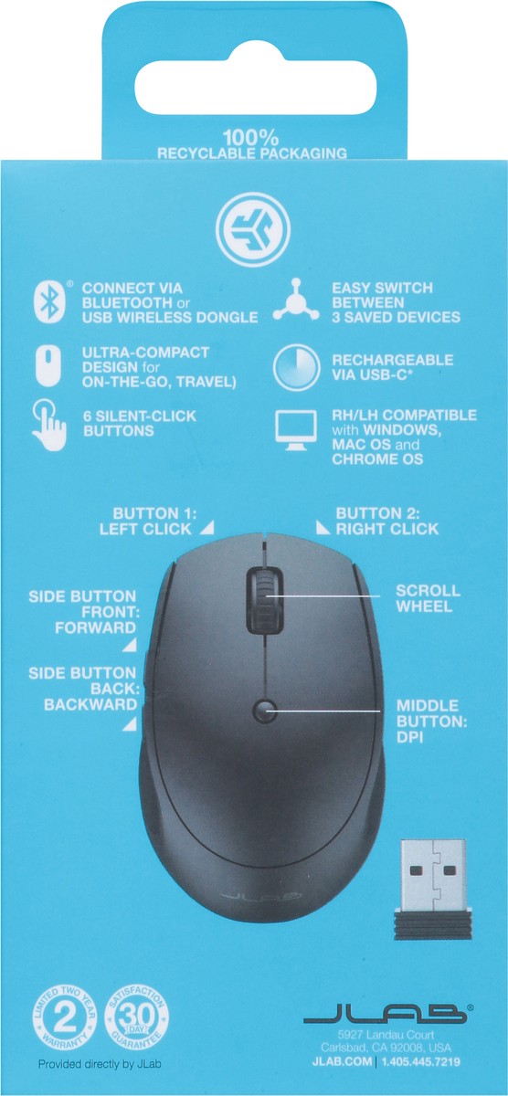 slide 11 of 12, JLab Go Charge Wireless Mouse 1 ea, 1 ct