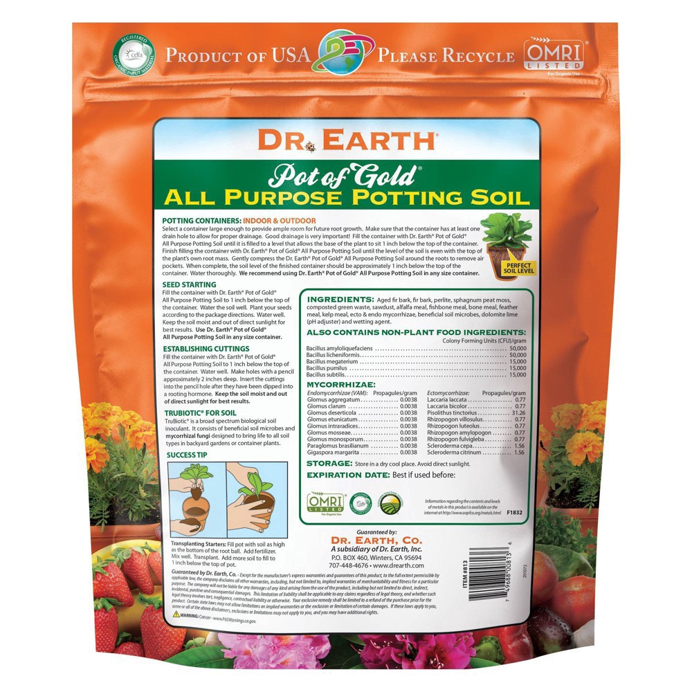 slide 3 of 5, Dr. Earth Dr.earth Pot Of Gold All Purpose Potting Soil 8 Qt - 8 QT, 8 qt