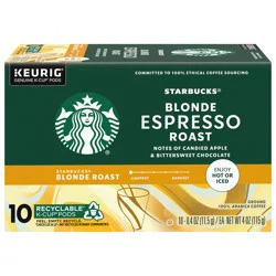 Starbucks Blonde Espresso Roast Coffee - 10 - 0.4 oz K-Cup Pods