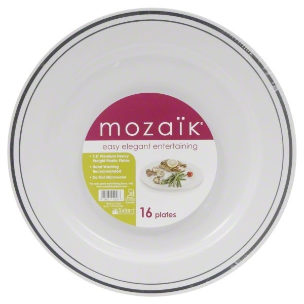 slide 1 of 1, Mozaik Plates, 7.5 Inch, Premium Heavy Weight Plastic, 16 ct