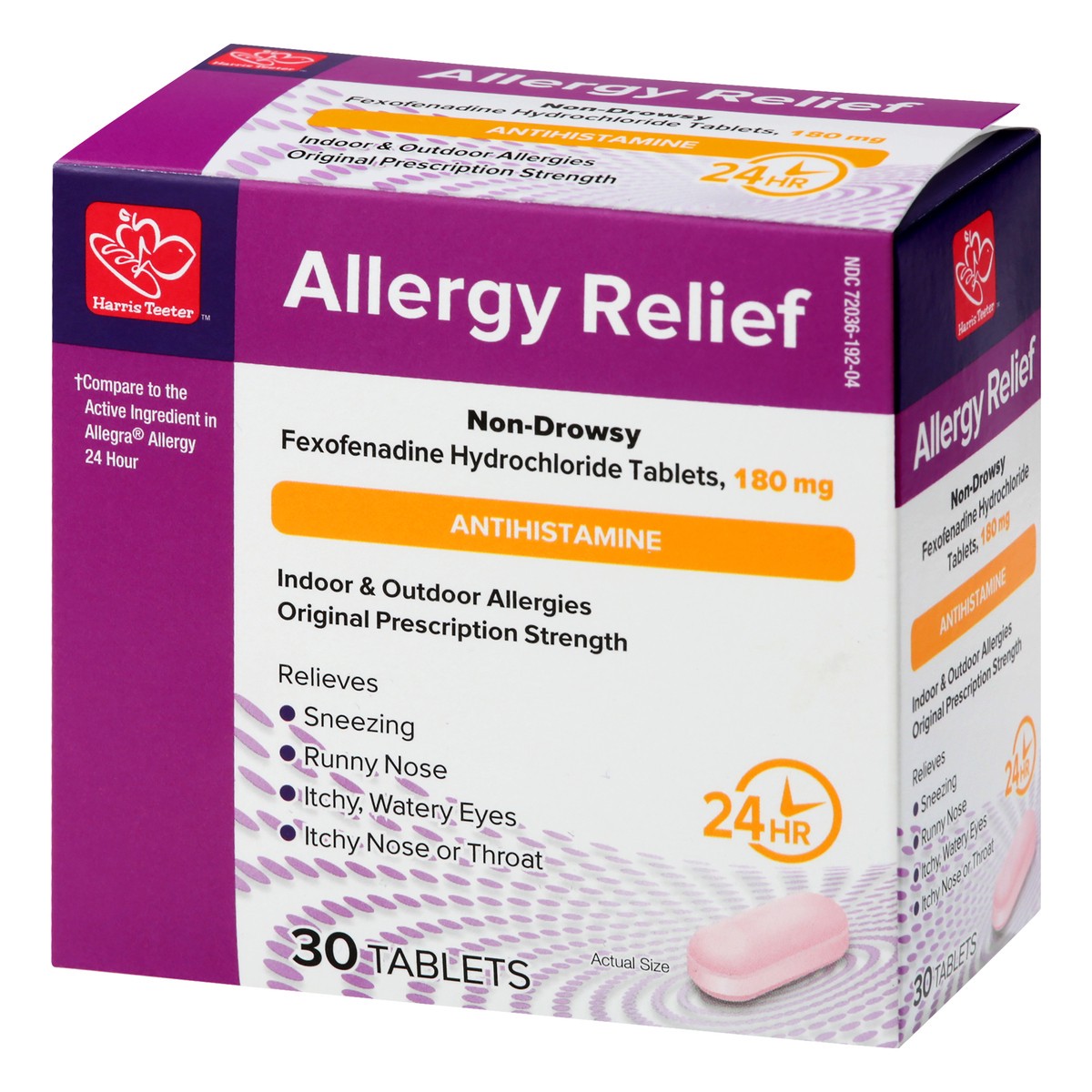 slide 7 of 12, Harris Teeter Allrg Rlf Fexofenadin 180Tb, 30 ct