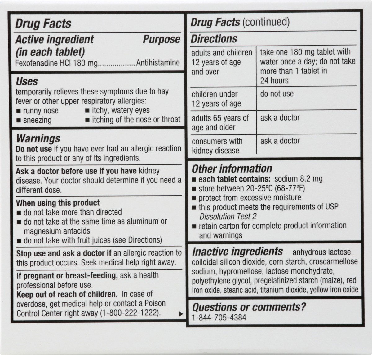 slide 8 of 12, Harris Teeter Allrg Rlf Fexofenadin 180Tb, 30 ct