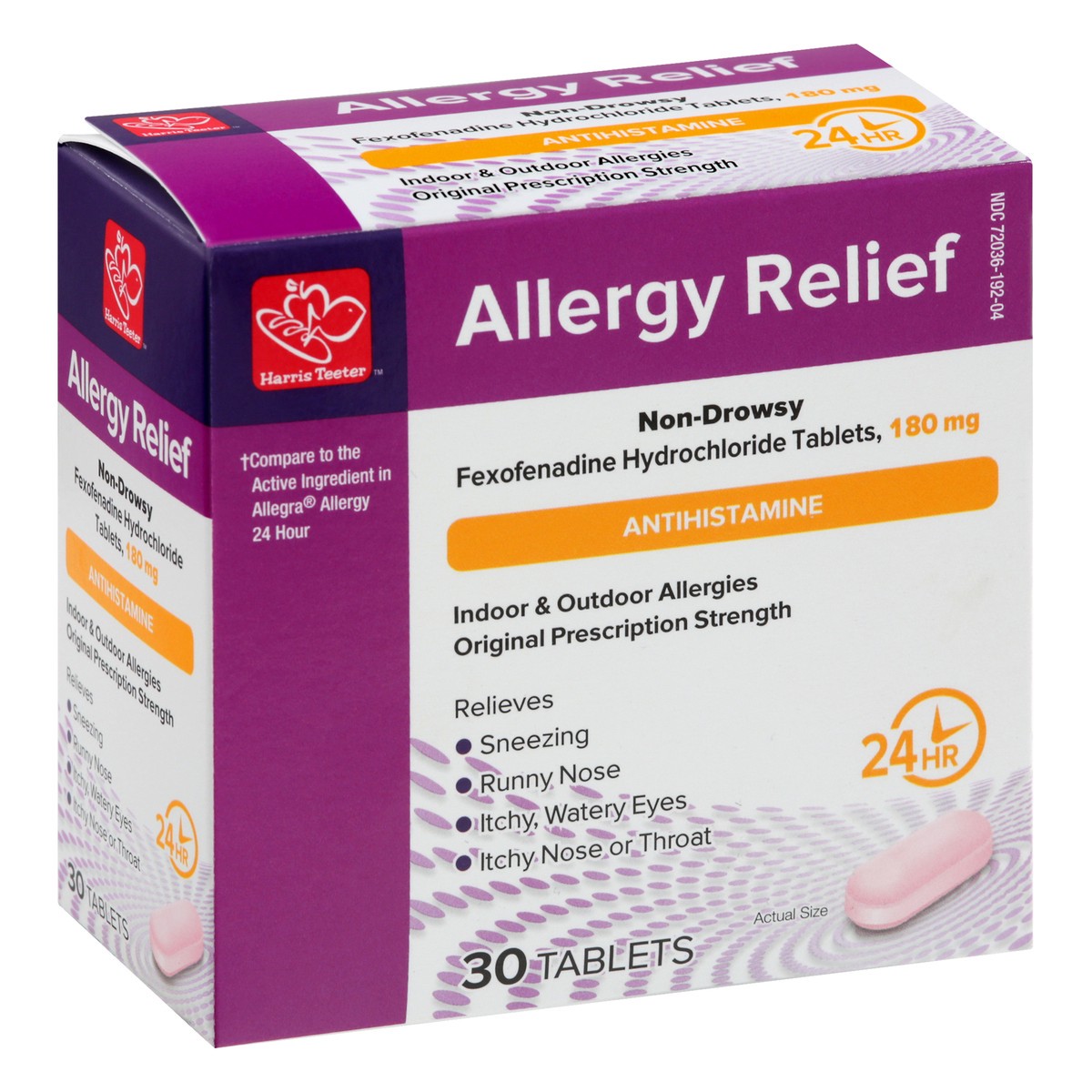 slide 9 of 12, Harris Teeter Allrg Rlf Fexofenadin 180Tb, 30 ct