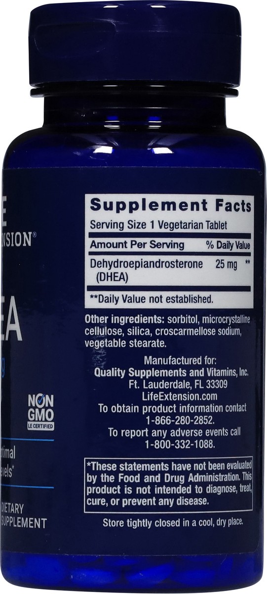 slide 13 of 14, Life Extension 25 mg DHEA 100 Vegetarian Dissolve in Mouth Tablets, 100 ct