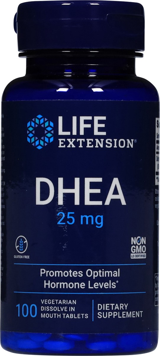 slide 4 of 14, Life Extension 25 mg DHEA 100 Vegetarian Dissolve in Mouth Tablets, 100 ct