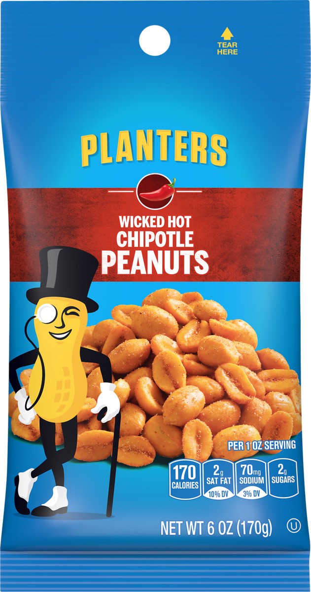 slide 3 of 7, Planters Hot Chipotle Peanuts 6 oz, 6 oz