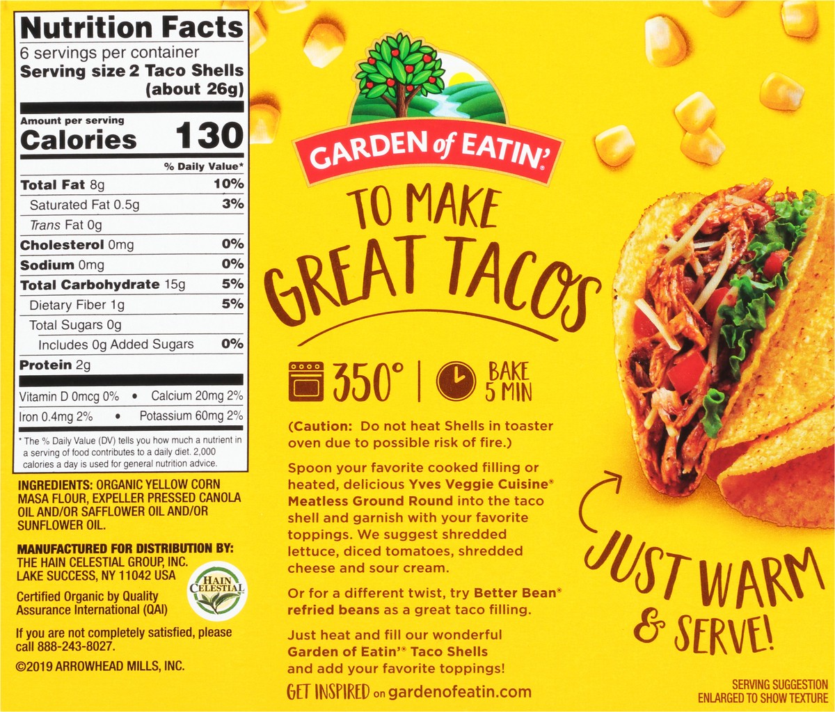slide 4 of 8, Garden of Eatin' Taco Shell Yellow Org, 1 ct