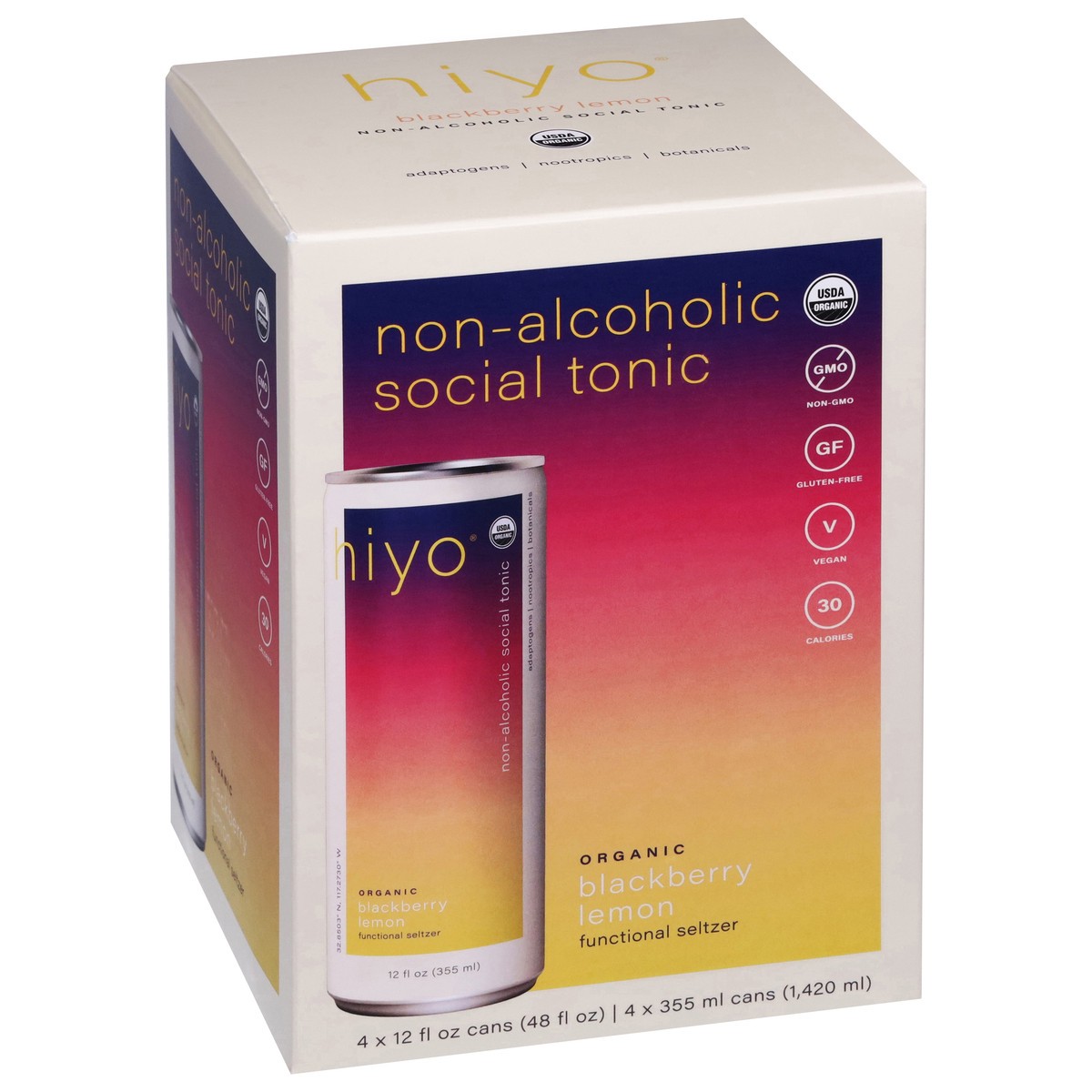 slide 6 of 13, Hiyo Organic Blackberry Lemon Functional Seltzer 4 - 12 fl oz Cans, 4 ct; 12 oz