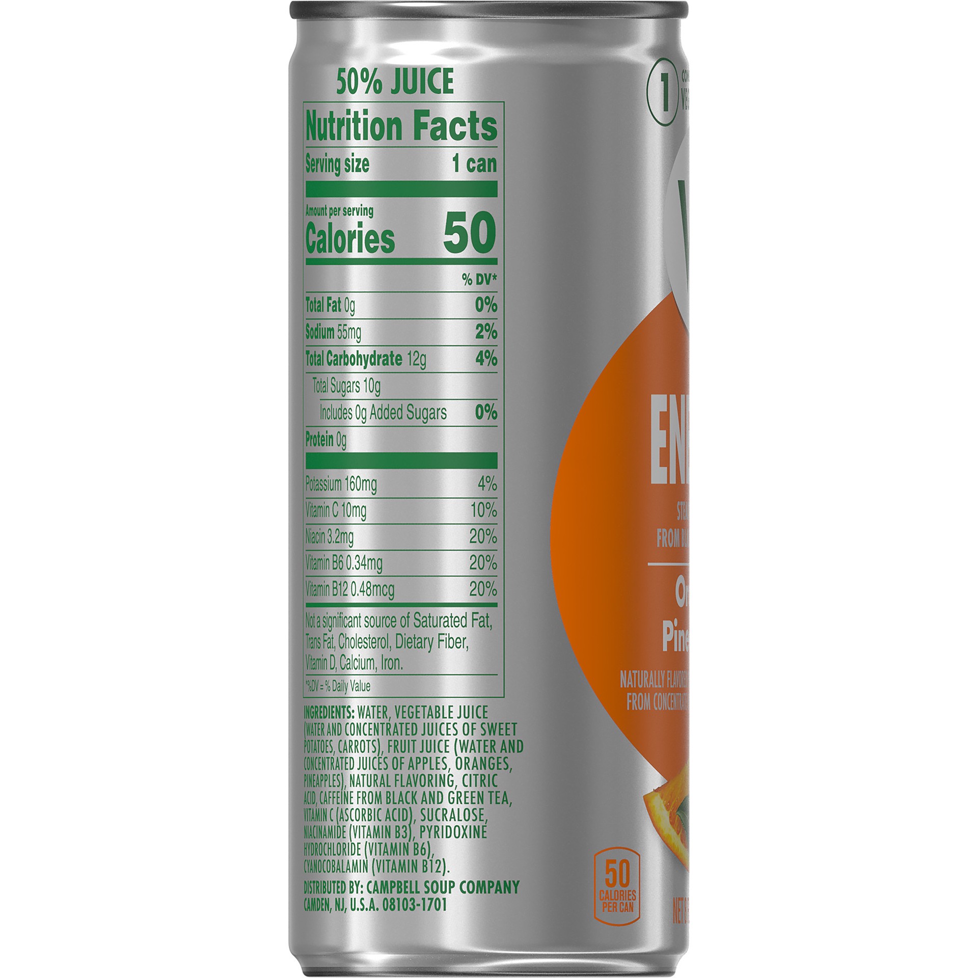 slide 4 of 5, V8 +ENERGY Orange Pineapple Energy Drink, 8 FL OZ Can, 8 fl oz
