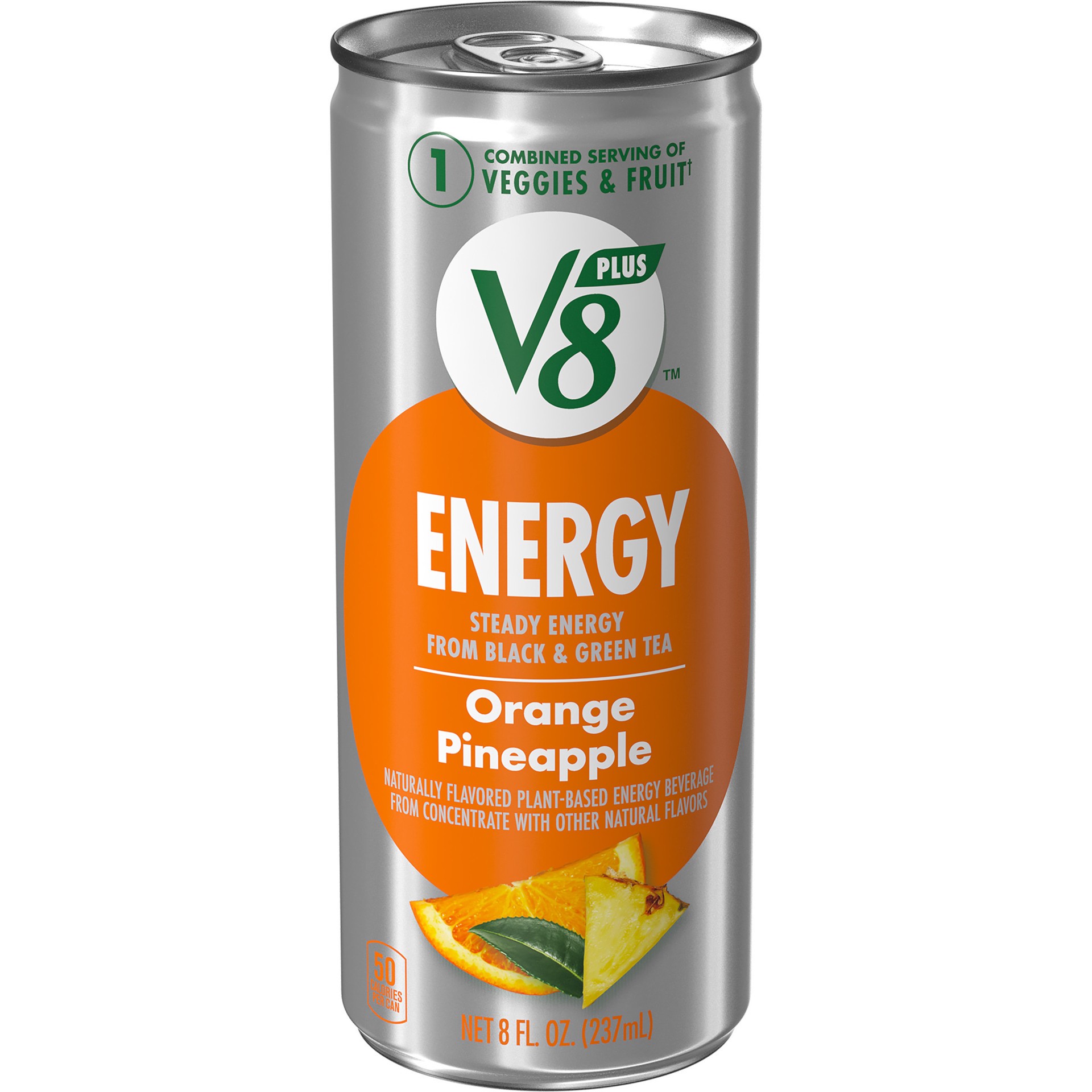 slide 1 of 5, V8 +Energy Orange Pineapple Juice Energy Drink, 8 fl oz Can, 8 fl oz