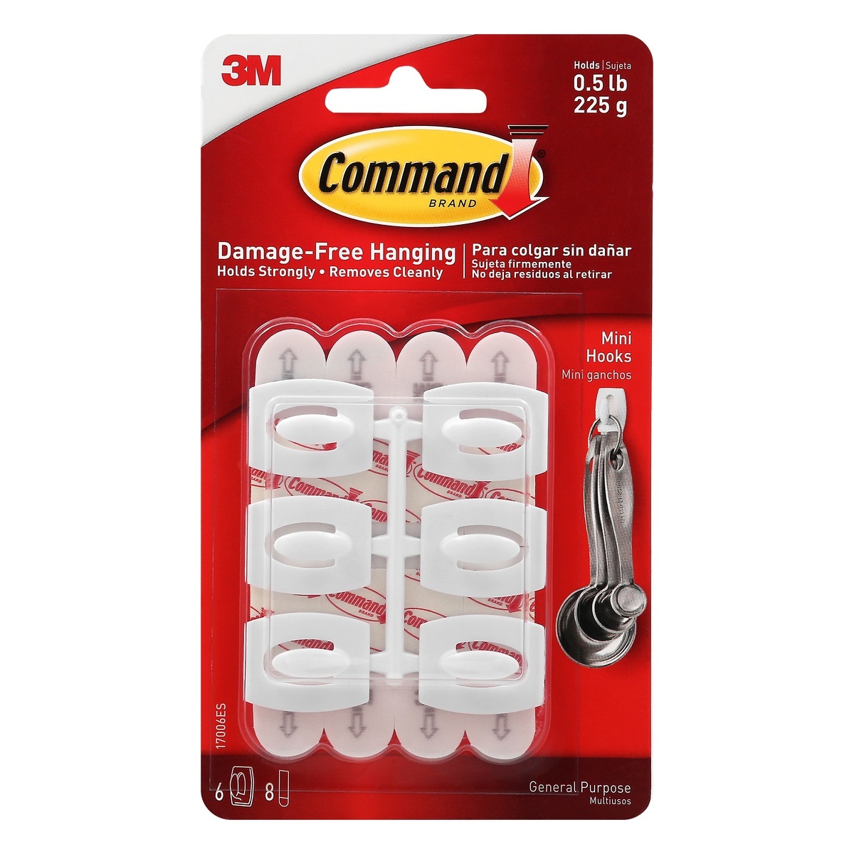 slide 1 of 7, Command 3M Command Adhs/Mini Hook, 6 ct