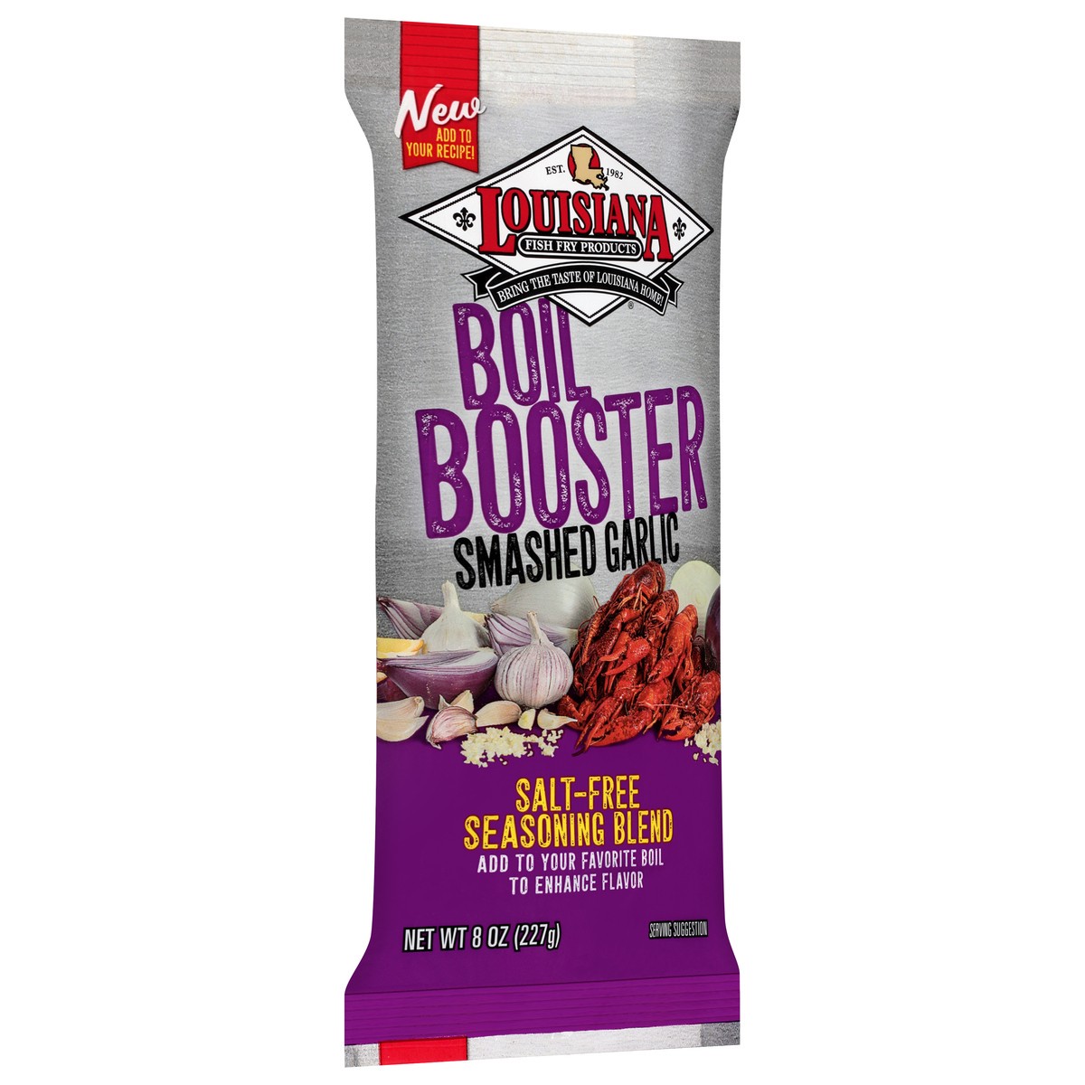 slide 2 of 11, Louisiana Fish Fry Products Boil Booster Salt-Free Smashed Garlic Seasoning Blend 8 oz, 8 oz