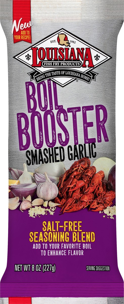 slide 8 of 11, Louisiana Fish Fry Products Boil Booster Salt-Free Smashed Garlic Seasoning Blend 8 oz, 8 oz