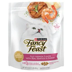 Purina Fancy Feast Dry Cat Food Filet Mignon Flavor With Seafood and Shrimp