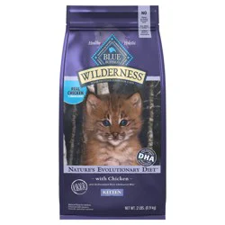 Blue Buffalo Wilderness Natural Kitten Dry Cat Food, with DHA and ARA to Support Brain and Eye Development, High-Protein and Grain-Free Diet, Chicken, 2-lb. Bag
