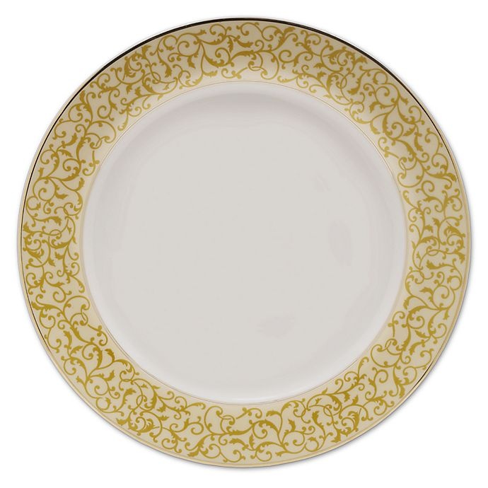 slide 1 of 1, Mikasa Parchment Gold Round Platter, 12 in