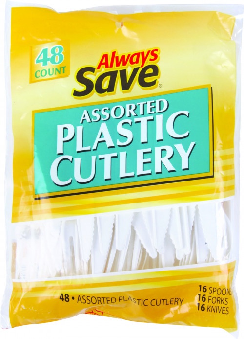 slide 1 of 1, Always Save Assorted Plastic Cutlery, 48 ct