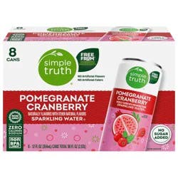 Simple Truth Pomegranate Cranberry Sparkling Selzter Water Cans