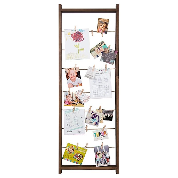 slide 1 of 3, Burnes of Boston Ladder Collage Frame with Clips - Walnut, 5 ft