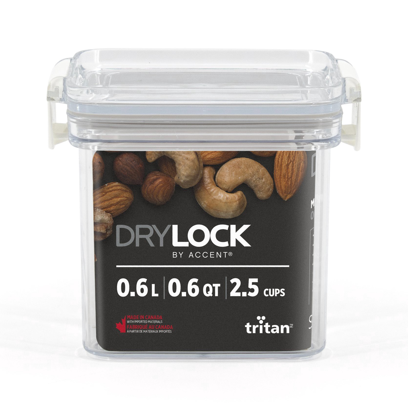 slide 1 of 1, Drylock Tritan Square 2.5 Cup Container, 0.6 liter