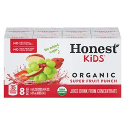 Honest Kids Super Fruit Punch Cartons, 6 fl oz, 8 Pack