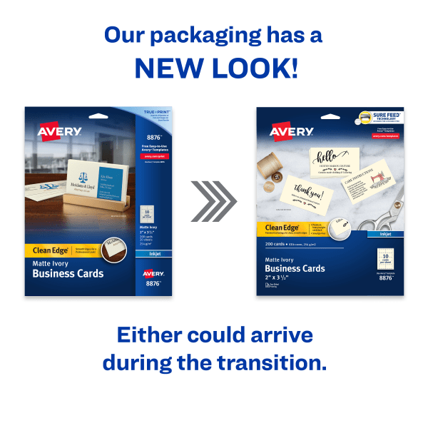 slide 8 of 8, Avery Inkjet Two-Sided Printable Clean Edge Business Cards - Ivory, 200 ct