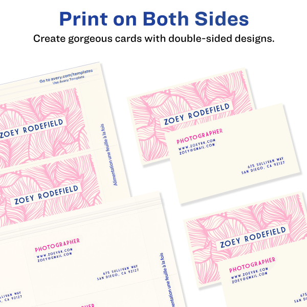 slide 6 of 8, Avery Inkjet Two-Sided Printable Clean Edge Business Cards - Ivory, 200 ct