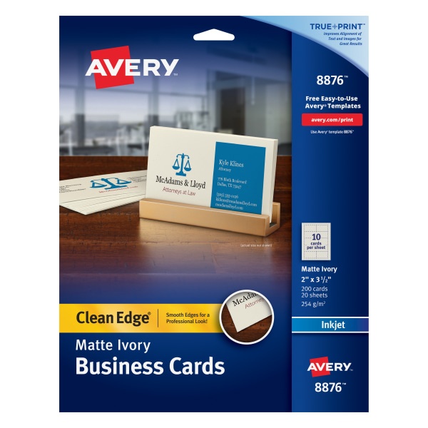 Avery Inkjet TwoSided Printable Clean Edge Business Cards Ivory 200