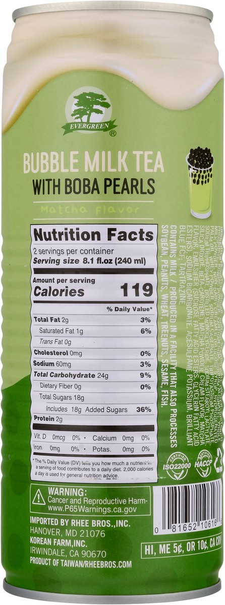 slide 11 of 13, Evergreen Matcha Flavor Bubble Milk Tea with Boba Pearls 16.2 fl oz, 16.2 fl oz