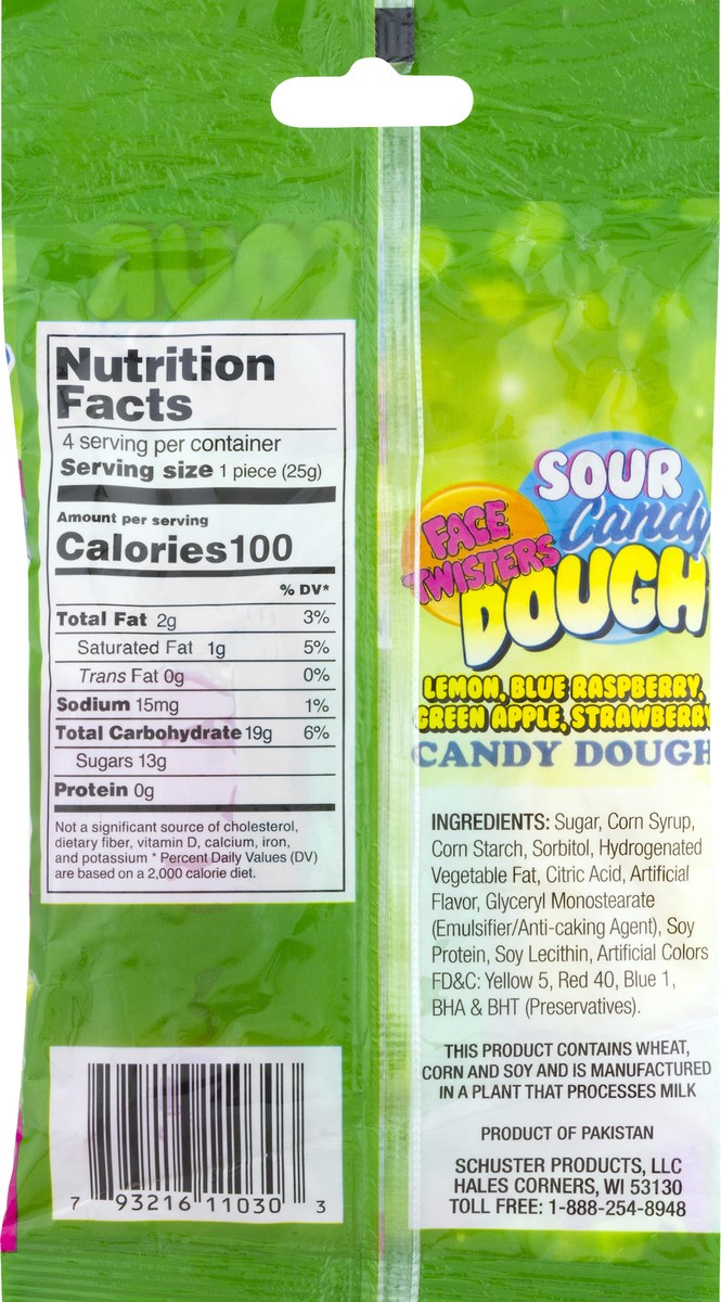 slide 3 of 10, Face Twisters Schuster Sour Candy Dough, 3.5 oz