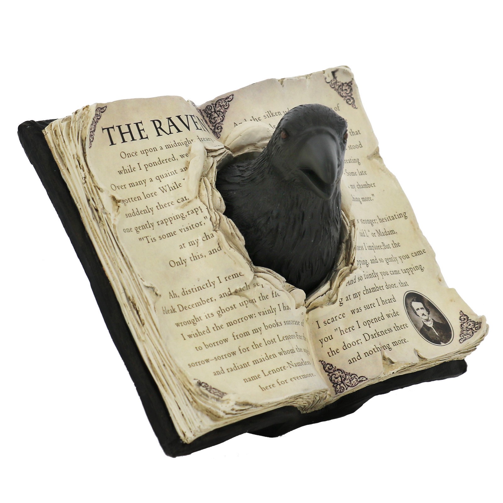 slide 4 of 4, 7" Poe's Raven Tabletop Book By Ashland, 7 in