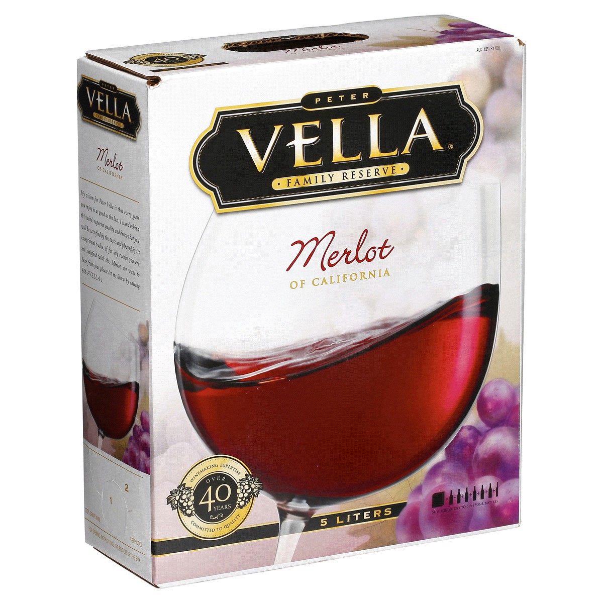 slide 3 of 7, Peter Vella Merlot Wine, 5 liter