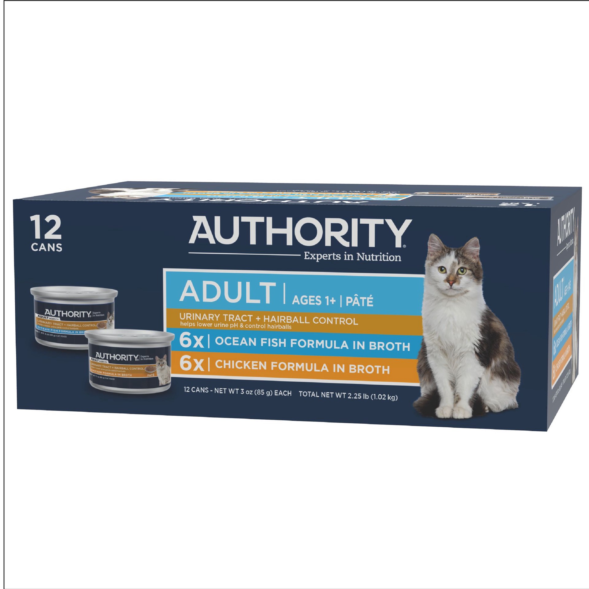 slide 1 of 1, Authority Cat - Adult, Wet Food, Urinary Tract Health, Hairball Control, Pate, Vp, 12 Ct, 36 Oz, 12 ct