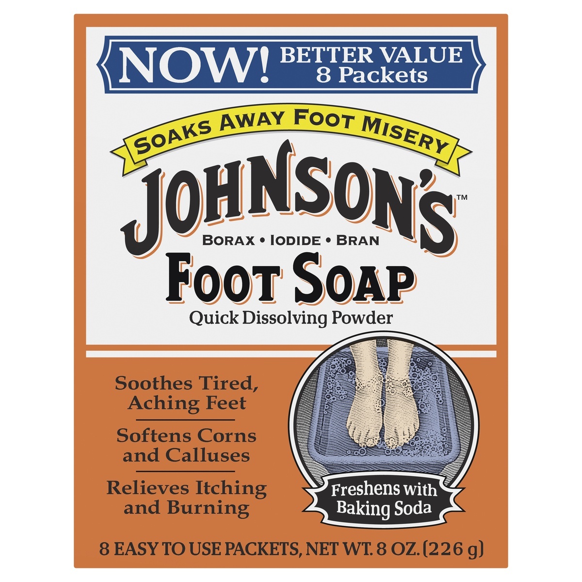 slide 1 of 1, Johnson's Foot Soap 8 ea, 8 ct