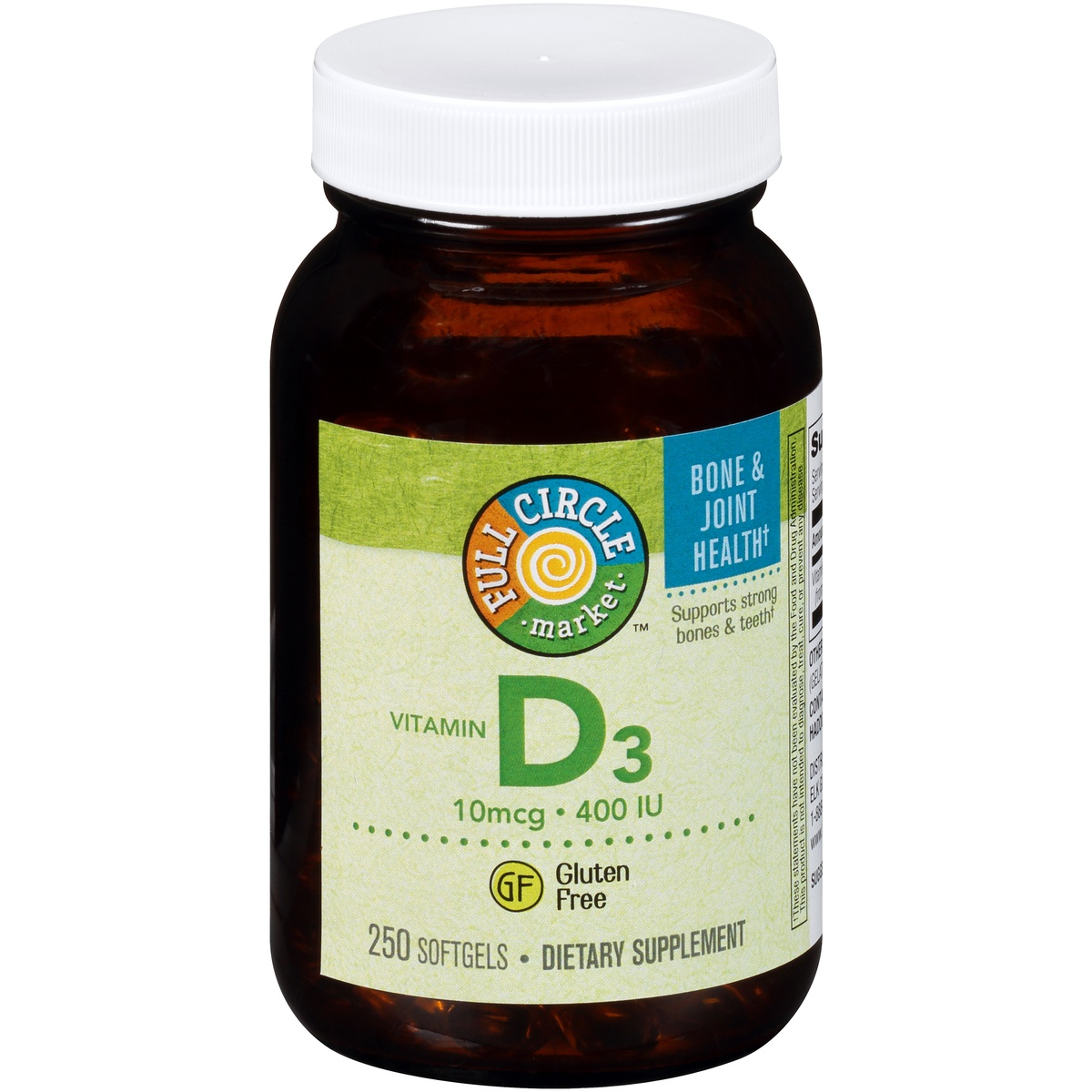 slide 1 of 1, Full Circle Market Vitamin D3 400 IU Softgel Dietary Supplement, 100 ct