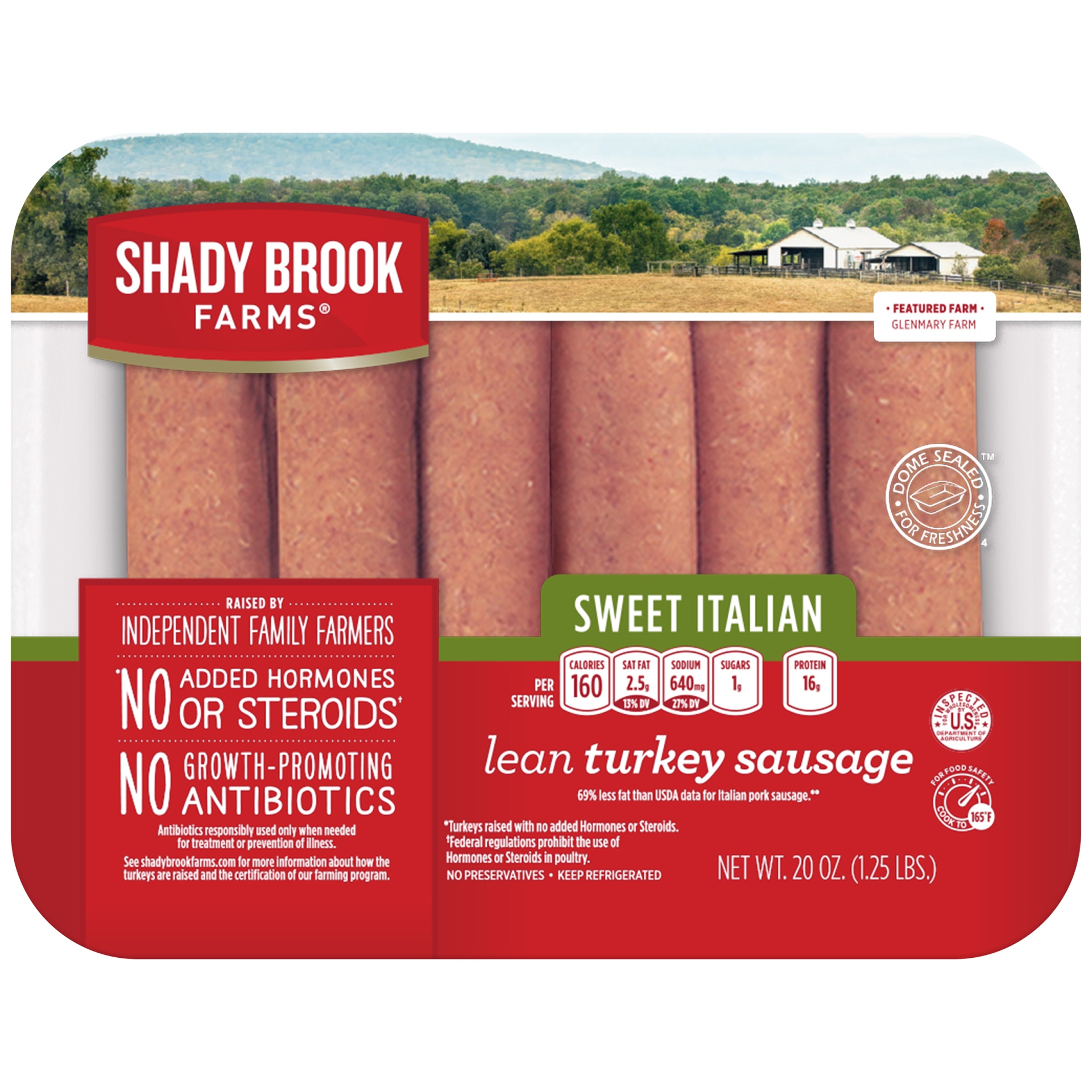 slide 1 of 9, Shady Brook Farms Lean Turkey Sausage Sweet Italian, 20 oz